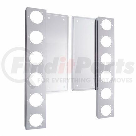 33051 by UNITED PACIFIC - Light Bar Bracket - Air Cleaner Bracket Only, Front, Stainless, 12 Light Cut-Outs, forFreightliner