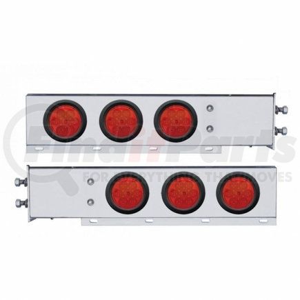 63750 by UNITED PACIFIC - Light Bar - Rear, Spring Loaded, with 2.5" Bolt Pattern, Reflector/Stop/Turn/Tail Light, Red LED and Lens, Chrome/Steel Housing, with Rubber Grommets, 7 LED Per Light