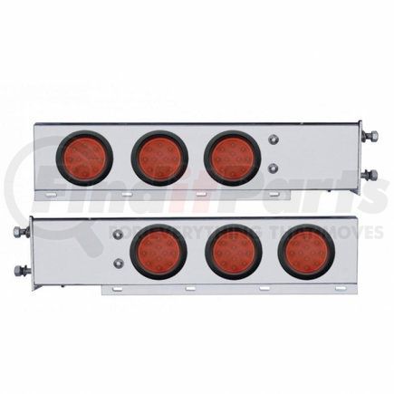 63543 by UNITED PACIFIC - Light Bar - Rear, Spring Loaded, with 3.75" Bolt Pattern, Reflector/Stop/Turn/Tail Light, Red LED and Lens, Chrome/Steel Housing, with Rubber Grommets, 12 LED Per Light