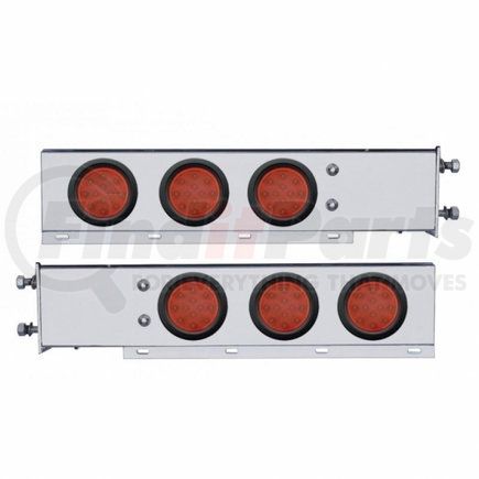 63551 by UNITED PACIFIC - Deluxe SS Spring Loaded Rear Light Bar - with 3.75" Bolt Pattern, Reflector/Stop/Turn/Tail Light, Red LED and Lens, with Rubber Grommets, 12 LED Per Light