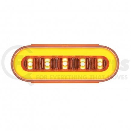 36925 by UNITED PACIFIC - Turn Signal Light - Card, 22 LED, 6" Oval Clear Lens With Halo Insert GloLight Light, Amber LED/Insert