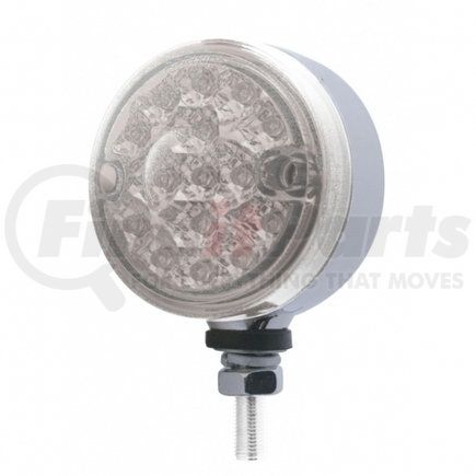 39570 by UNITED PACIFIC - Marker Light - Reflector, Single Face, LED, Assembly, Dual Function, 15 LED, Clear Lens/Red LED, Chrome-Plated Steel, 3" Lens, Round Design