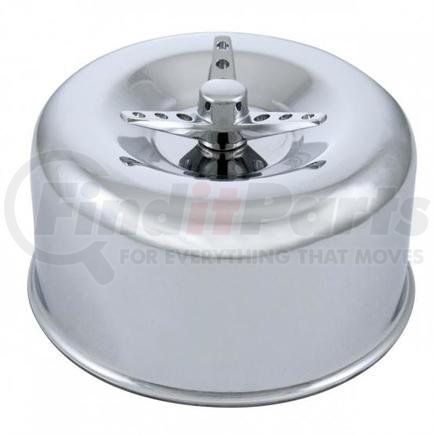 A6282 by UNITED PACIFIC - Air Cleaner Cover - 2-5/16" Round, Chrome, Smoot Finish, for Single 1 Barrel 2 5/16" Dia., 3-Wing Top Screw