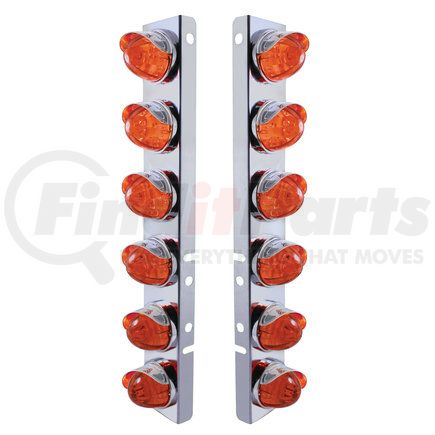 37292 by UNITED PACIFIC - Air Cleaner Light Box Panel - Stainless Steel, 12 Cutouts, Amber LED/Dark Amber Lens, Watermelon Lights, with Visor