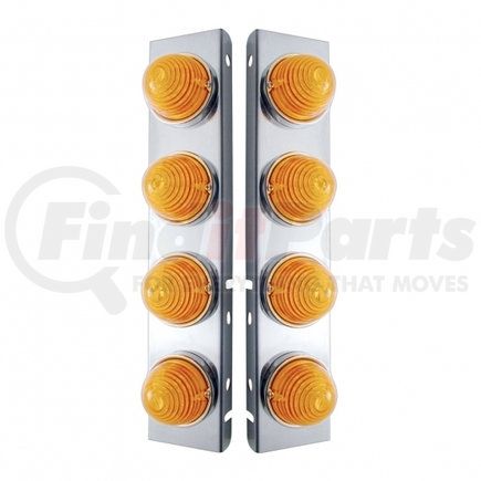 31976 by UNITED PACIFIC - Air Cleaner Light Box Panel - Stainless Steel, 8 Cutouts, Amber LED/Lens, Beehive Light, with Bezel