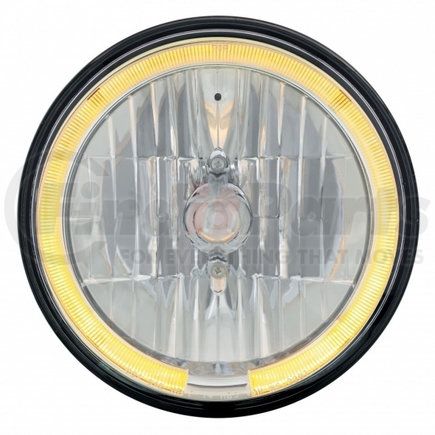 31284 by UNITED PACIFIC - Crystal Headlight - RH/LH, 7", Round, Chrome Housing, 9007 Bulb, with Amber LED Halo Ring
