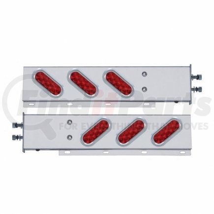 61304 by UNITED PACIFIC - Light Bar - Stainless Steel, Spring Loaded, Rear, Stop/Turn/Tail Light, Red LED/Red Lens, with 2.5" Bolt Pattern, with Chrome Bezels and Visors, 10 LED per Light