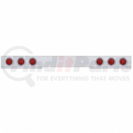 61647 by UNITED PACIFIC - Light Bar - Rear, One-Piece, Stop/Turn/Tail Light, Red LED and Lens, Chrome/Steel Housing, with Chrome Bezels and Visors, 36 LED Per Light
