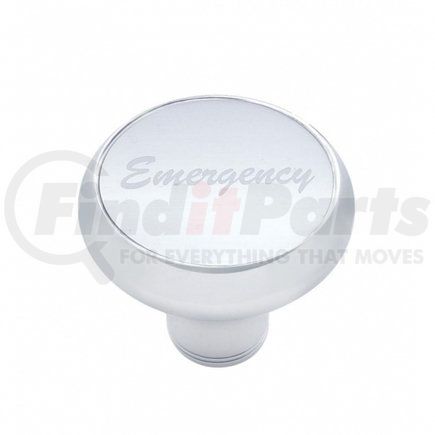 23435 by UNITED PACIFIC - Air Brake Valve Control Knob - "Emergency" Deluxe, Silver Aluminum Sticker