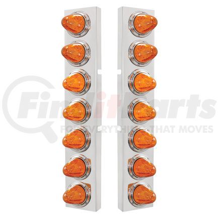 37367 by UNITED PACIFIC - Air Cleaner Light Bar - Front, Stainless Steel, with Bracket, Clearance/Marker Light, Amber LED and Lens, with SS Bezels, 11 LED Per Light, for Kenworth