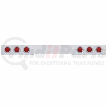 62649 by UNITED PACIFIC - Light Bar - Rear, One-Piece, Stainless Steel, Stop/Turn/Tail Light, Red LED and Lens, with Chrome Bezels, 36 LED Per Light