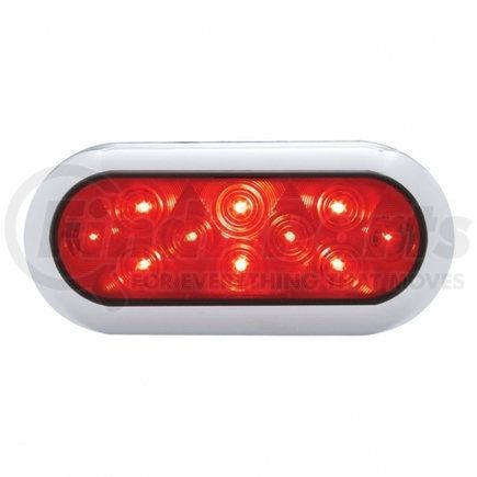 38900B by UNITED PACIFIC - Brake/Tail/Turn Signal Light - 10 LED 6" Oval Flange Mount, with Bezel, Red LED/Red Lens