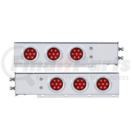 61762 by UNITED PACIFIC - SS Competition Series Spring Loaded Rear Light Bar with 2.5" Bolt Pattern - Stop/Turn/Tail Light, Red LED and Lens, Pair, With Chrome Flat Bezels, 7 LED per Light