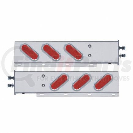 61306 by UNITED PACIFIC - Light Bar - Stainless Steel, Spring Loaded, Rear, Reflector/Stop/Turn/Tail Light, Red LED/Red Lens, with 2.5" Bolt Pattern, with Chrome Bezels and Visors, 12 LED per Light
