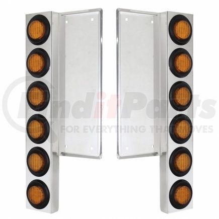 33054 by UNITED PACIFIC - Air Cleaner Light Bar - Front, Stainless Steel, with Bracket, Clearance/Marker Light, Amber LED and Lens, with Rubber Grommets, 9 LED Per Light, for Freightliner