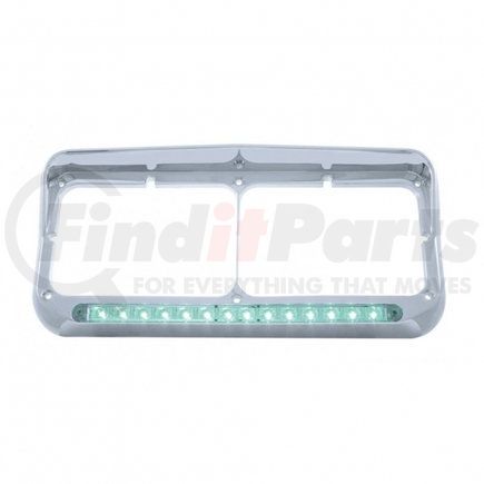32575 by UNITED PACIFIC - Headlight Bezel - 14 LED, Rectangular, Dual, with Visor, Green LED/Clear Lens