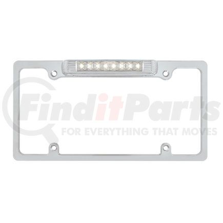 50187 by UNITED PACIFIC - License Plate Frame - Chrome, with White LED Back-Up Light, White LED/Clears Lens