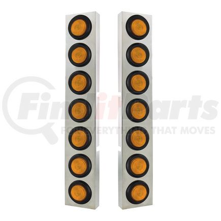 34782 by UNITED PACIFIC - Air Cleaner Light Bar - Front, Stainless Steel, with Bracket, Incandescent, Clearance/Marker Light, Amber Lens, Flat Style, with Rubber Grommets, for Kenworth