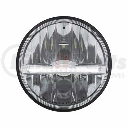 31267 by UNITED PACIFIC - Headlight - 9 High Power, LED, RH/LH, 5-3/4", Round, Chrome Housing, High/Low Beam, with White LED Position Light Bar