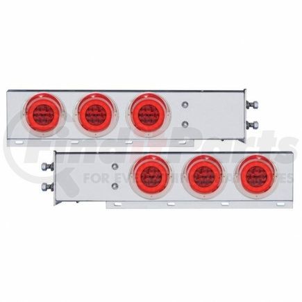 63780 by UNITED PACIFIC - Light Bar - Rear, "Glo" Light, Spring Loaded, with 2.5" Bolt Pattern, Stop/Turn/Tail Light, Red LED and Lens, Chrome/Steel Housing, with Chrome Bezels and Visors, 21 LED Per Light