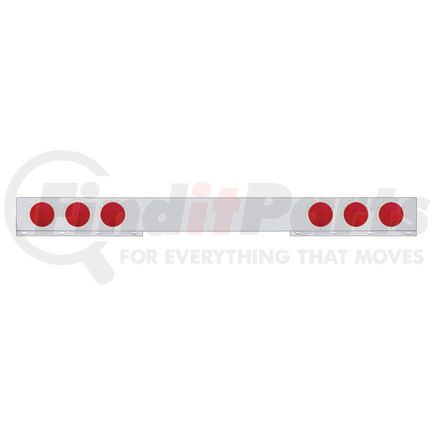 20236 by UNITED PACIFIC - Light Bar - Rear, One-Piece, Stainless Steel, Incandescent, Stop/Turn/Tail Light, Red Lens, with Stainless Steel Light Bezels