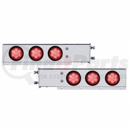 63746 by UNITED PACIFIC - Light Bar - Rear, Spring Loaded, with 3.75" Bolt Pattern, Reflector/Stop/Turn/Tail Light, Red LED and Lens, Chrome/Steel Housing, with Rubber Grommets, 7 LED Per Light