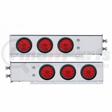 63645 by UNITED PACIFIC - Light Bar - Rear, Spring Loaded, with 2.5" Bolt Pattern, Stop/Turn/Tail Light, Red LED and Lens, Chrome/Steel Housing, with Rubber Grommets, 10 LED Per Light