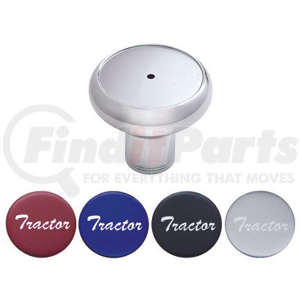 22989 by UNITED PACIFIC - Air Brake Valve Control Knob - "Tractor" Chrome, Deluxe, Aluminum Screw-On, with Multi Color Glossy Sticker