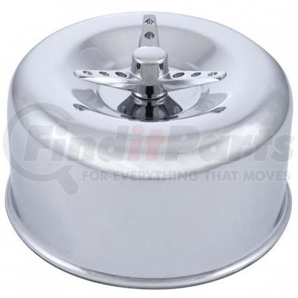 A6280 by UNITED PACIFIC - Air Cleaner Cover - 2-5/8", Dual Barrel, Chrome, Smooth, with 3-Wing Screw