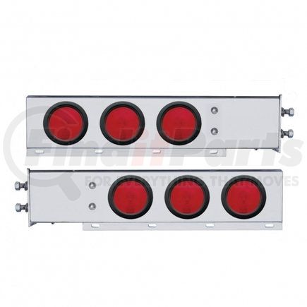31011 by UNITED PACIFIC - Light Bar (Pair) - Rear, Spring Loaded, with 2.5" Bolt Pattern, Incandescent, Stop/Turn/Tail Light, Red Lens, Chrome Steel Housing, with Rubber Grommets