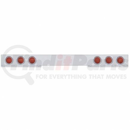 61419 by UNITED PACIFIC - Light Bar - Rear, One-Piece, Stainless Steel, Reflector/Stop/Turn/Tail Light, Red LED and Lens, with Chrome Bezels and Visors, 12 LED Per Light