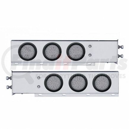 63680 by UNITED PACIFIC - Light Bar - Rear, Spring Loaded, with 2.5" Bolt Pattern, Stop/Turn/Tail Light, Red LED, Clear Lens, Chrome/Steel Housing, with Rubber Grommets, 36 LED Per Light