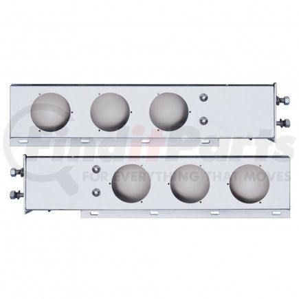 31615 by UNITED PACIFIC - Light Bar Bracket - 2.5" Bolt Pattern, Chrome, Spring Loaded, with Six 4" Light Cutouts
