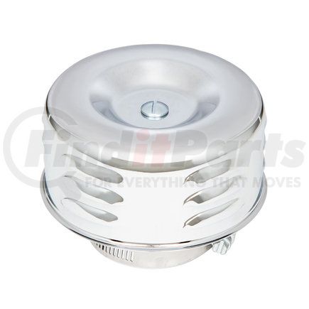 A6216 by UNITED PACIFIC - Air Cleaner Cover - 4" Round, Louvered, Chrome, for Single 2 Barrel 2 5/8" Dia.