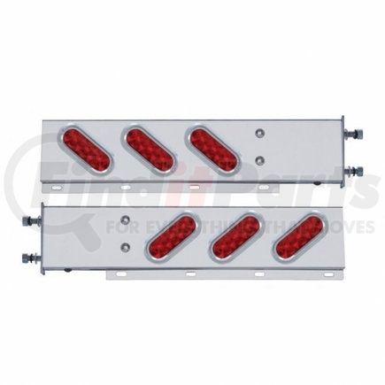 61300 by UNITED PACIFIC - Light Bar - Stainless Steel, Spring Loaded, Rear, Stop/Turn/Tail Light, Red LED/Red Lens, with 3.75" Bolt Pattern, with Chrome Bezels and Visors, 10 LED per Light