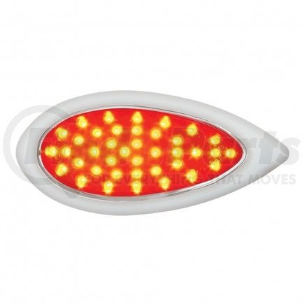38804 by UNITED PACIFIC - Brake/Tail/Turn Signal Light - 39 LED "Teardrop", with Bezel, Red LED/Red Lens