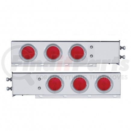 22351 by UNITED PACIFIC - Light Bar - Rear, Stainless Steel, Spring Loaded, 2-1/2" Bolt Pattern, with 6" x 4" Round Lights, with Visor