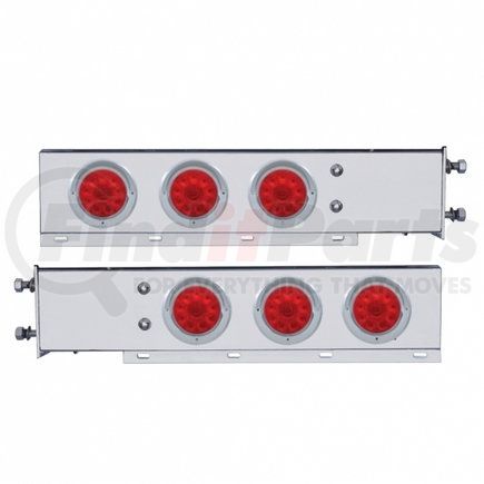 61545 by UNITED PACIFIC - Light Bar - Rear, Spring Loaded, with 3.75" Bolt Pattern, Stop/Turn/Tail Light, Red LED and Lens, Chrome/Steel Housing, with Chrome Bezels and Visors, 10 LED Per Light