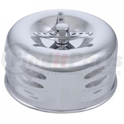 A6293 by UNITED PACIFIC - Air Cleaner Assembly - Chrome, One Pack, 3-Wing Screw, Single Barrel, Louvered, 2-5/16-in, with Short Neck/Low Profile Style
