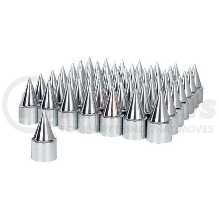 10778CB by UNITED PACIFIC - Wheel Lug Nut Cover Set - 60-Pack, 33mm x 4-1/4" Chrome, Plastic, Stiletto, Thread-On