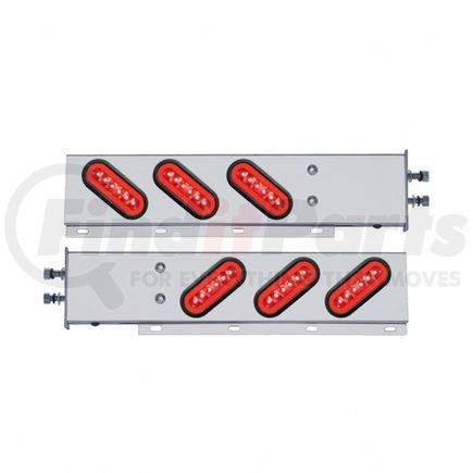 63790 by UNITED PACIFIC - Light Bar - Rear, "Glo" Light, Stainless Steel, Spring Loaded, with 2.5" Bolt Pattern, Stop/Turn/Tail Light, Red LED and Lens, with Rubber Grommets, 22 LED Per Light