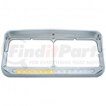 32503 by UNITED PACIFIC - Headlight Bezel - Sequential, LED, Rectangular, Dual, with Visor, Amber LED/Clear Lens