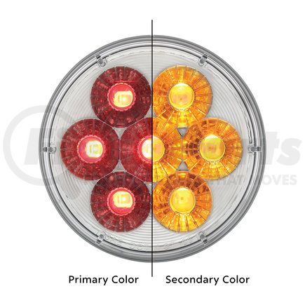 36528 by UNITED PACIFIC - Brake/Tail/Turn Signal Light - 14 LED 4" Double Fury Dual Color, Red & Amber LED/Clear Lens