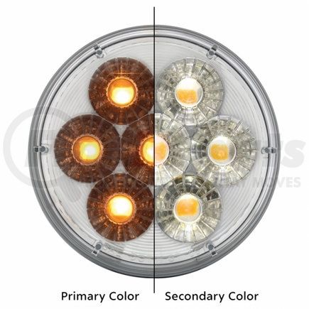 36532 by UNITED PACIFIC - Turn Signal Light - 14 LED 4" Double Fury Dual Color, Amber & White LED/Clear Lens