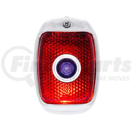 C7001R-1 by UNITED PACIFIC - Tail Light Assembly - With Black Housing & Stainless Steel Bezel, Red Glass Lens, with Blue Dot, Passenger Side, for 1940-53 Chevy and GMC Truck