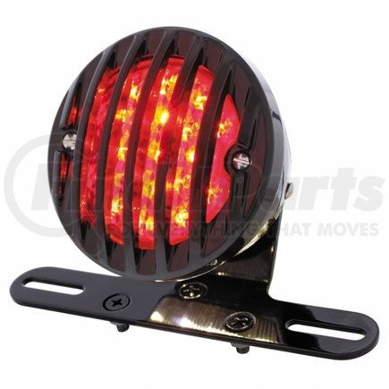 86859 by UNITED PACIFIC - Tail Light - Motorcycle LED, Rear Fender, with Gloss Black Grille Bezel , Red Lens