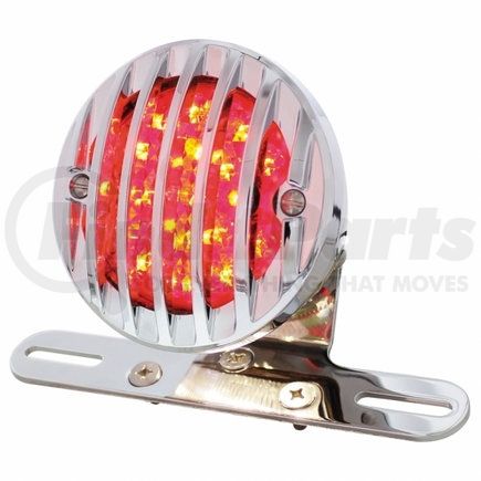 86858 by UNITED PACIFIC - Tail Light - Motorcycle LED Rear Fender, with Chrome Grille Bezel, Red Lens