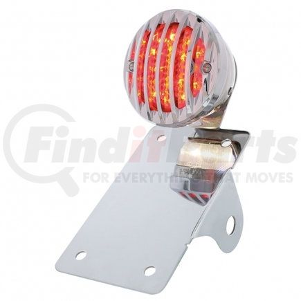 86854 by UNITED PACIFIC - Tail Light - Motorcycle LED "Bobber" Style Vertical, with Chrome Grille Bezel, Red Lens