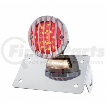 86850 by UNITED PACIFIC - Tail Light - Motorcycle LED "Bobber" Style Horizontal, with Chrome Grille Bezel, Red Lens