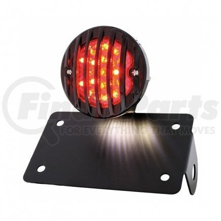 86851 by UNITED PACIFIC - Tail Light - Motorcycle LED, "Bobber" Style, Horizontal, with Black Grille Bezel, Red Lens